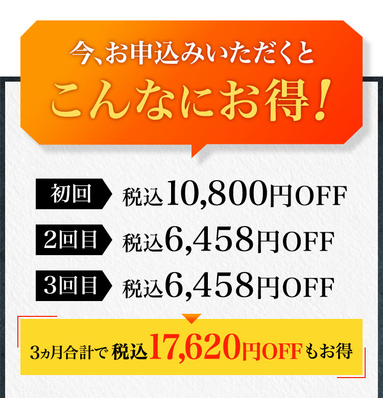 今、お申込みいただくとこんなにお得