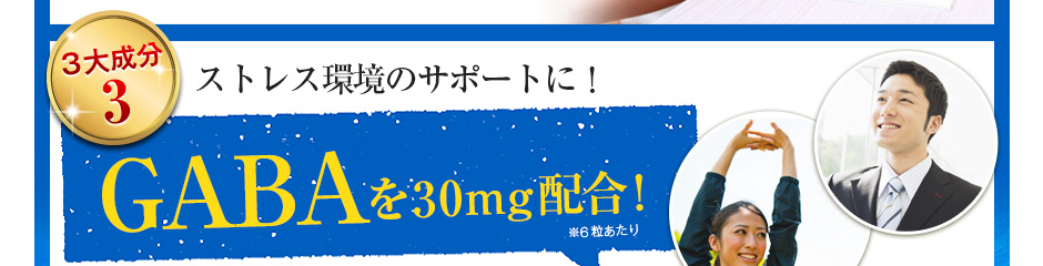 3大成分3 ストレス環境のサポートに!GABAを30mg配合!