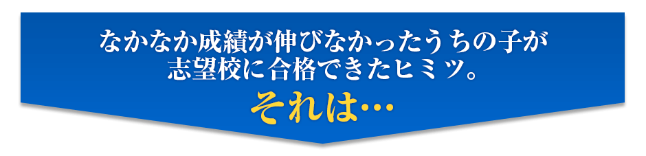 なかなか成績が伸びなかったうちの子が志望校に合格できたヒミツ。それは…